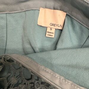 Greylin Teal Lace Accent Dress